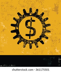 Dollar design on yellow background,grunge vector