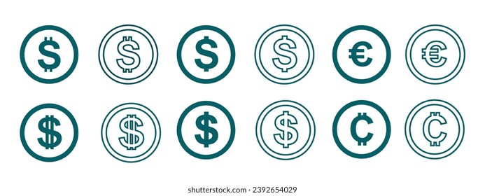 Dollar-Design-Set-Symbol, Symbol innerhalb eines ästhetischen blauen Kreises, Vektoreps10