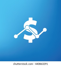 Dollar design,tag icon on blue background,vector