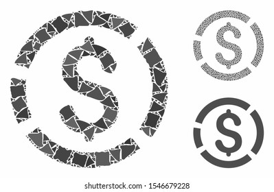 Dollar diagram composition of tuberous items in different sizes and color tints, based on dollar diagram icon. Vector tuberous elements are grouped into composition.