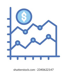 Dollar with diagram denoting concept icon of financial chart, business chart vector