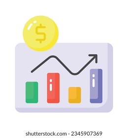 Dollar with diagram denoting concept icon of financial chart, business chart vector