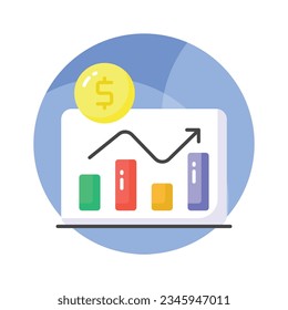Dólar con diagrama que denota el icono de concepto de gráfico financiero, vector de organigrama
