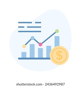 Dollar with diagram denoting concept icon of financial chart, business chart vector