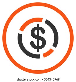 Dollar Diagram vector icon. Style is bicolor flat circled symbol, orange and gray colors, rounded angles, white background.