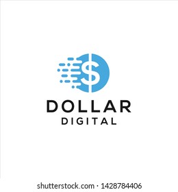 dollar digital technology logo icon illustration vector graphic template download