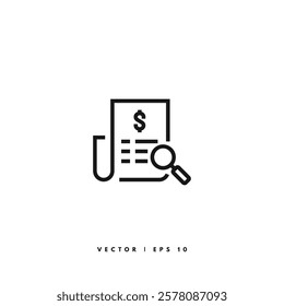 Dollar Document Icon. Editable Stroke