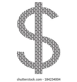 dollar from dollars isolated on the white background black