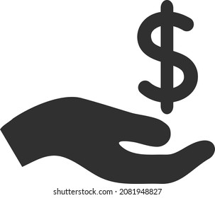 Dollar donation hand icon with flat style. Isolated vector dollar donation hand icon image on a white background.