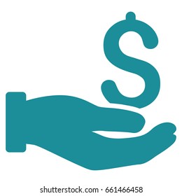 Dollar Donation Hand vector icon. Flat soft blue symbol. Pictogram is isolated on a white background. Designed for web and software interfaces.