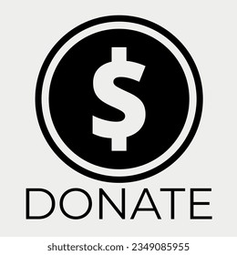Ilustración vectorial del icono de signo de donación en dólares 