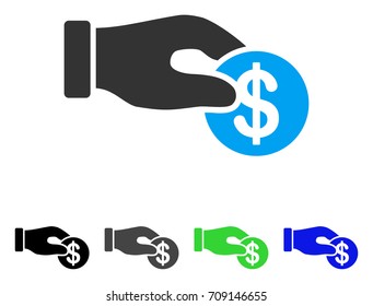 Dollar Donation vector icon. Style is a flat graphic symbol in black, grey, blue, green color variants. Designed for web and mobile apps.