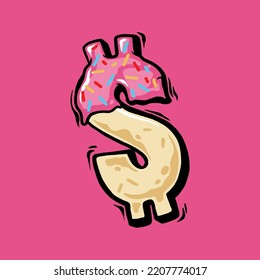 Dollar Donuts Logo Illustration Vector