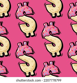 Dollar Donuts Pattern Logo Illustration Vector