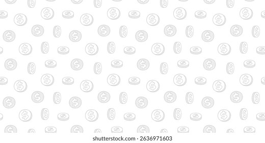 Dollar Doodle seamless pattern background. US dollar pattern background. Seamless pattern of the symbols of dollar currency background. Dollar sign pattern background.