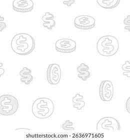 Dollar Doodle seamless pattern background. US dollar pattern background. Seamless pattern of the symbols of dollar currency background. Dollar sign pattern background.