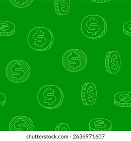 Dollar Doodle seamless pattern background. US dollar pattern background. Seamless pattern of the symbols of dollar currency background. Dollar sign pattern background.