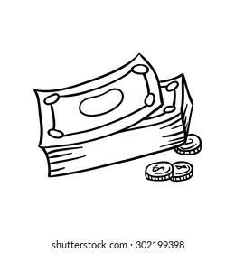 dollar doodle , vector illustration on a white background