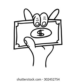 dollar doodle , vector illustration on a white background