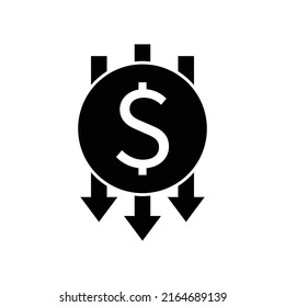 Dollar down icon design isolated on white background