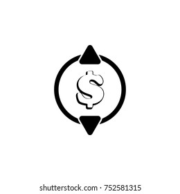Dollar Up Down icon. Flat grey iconic symbol in a light blue rounded rectangle. Black, gray, green, blue, red, orange color versions of Dollar Up Down vector on white background