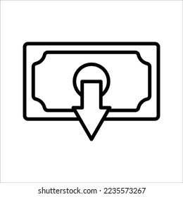 Icono de la caída del dólar. inicio de sesión para concepto móvil y diseño web. ilustración vectorial