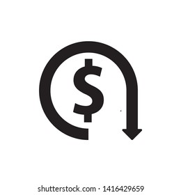 dollar down icon symbol vector. on white background. eps10