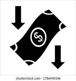 dollar down icon symbol vector. dollar down symbol vector sign isolated on white background eps 10