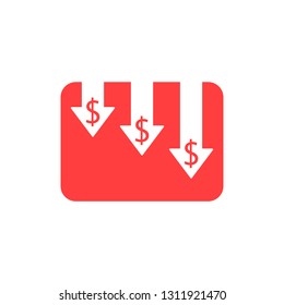  Dollar down icon. vector illustration