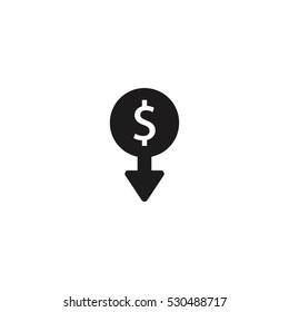 dollar down vector icon , can be used for web and mobile design.