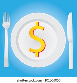 Dollar, drawing the knife and fork set