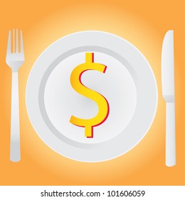 Dollar, drawing the knife and fork set