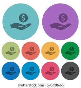 Dollar earnings darker flat icons on color round background