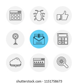 dollar  ecg  search  bugs  technology  communication  money  eye  seo  umbrella  locked  share  computer  network  networking  badge  folder  icon vector design  flat  collection style creative  icons