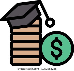 dollar education vector line colour icon
