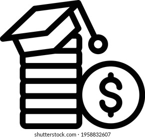 dollar education vector thin line icon