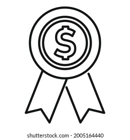 Vector de contorno de icono del emblema del dólar. Dinero en efectivo. Moneda única en dólares