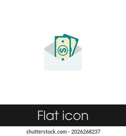 dollar in envelope Flat icon Design Isolated White Background, Eps 10
