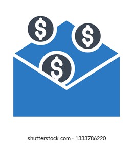 dollar envelope glyph double color icon 