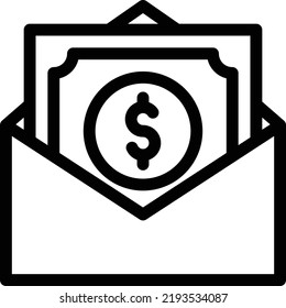 dollar envelope Vector illustration on a transparent background.Premium quality symbols.Thin line vector icon for concept and graphic design.