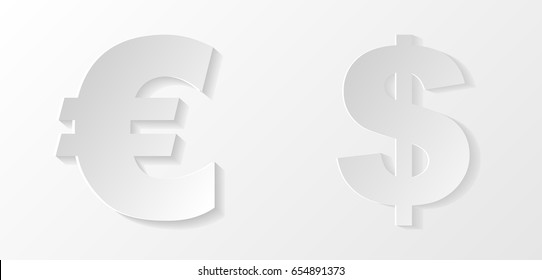 Dollar and euro  - 3d icons, Vector.