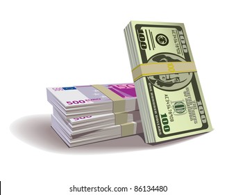 Dollar Euro bills illustration