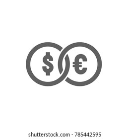 Dollar and euro coin icon vector