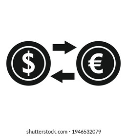 Dollar euro conversion icon. Simple illustration of Dollar euro conversion vector icon for web design isolated on white background