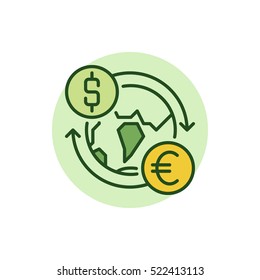 Dollar to Euro convert flat icon. Vector currency exchange worldwide concept colorful sign