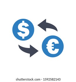 Dollar and euro currency exchange icon. Editable vector illustration symbol