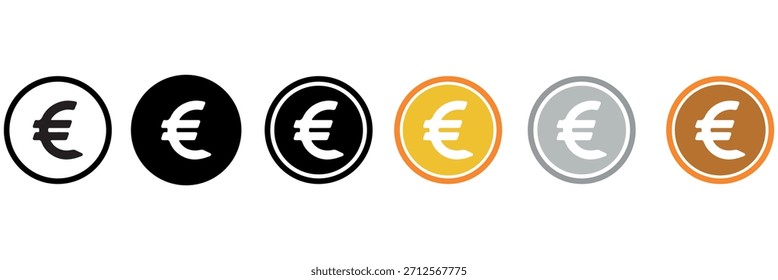 Dollar und Euro Currency Icon Set - Minimalistische Finanzsymbole, Money Graphics, Bank- und Wirtschaftsvektorgrafik, Währungszeichen, Financial App Icons, Wirtschaftsinfografiken, Clean Vector Des