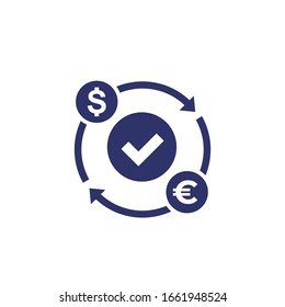 dollar to euro exchange icon on white