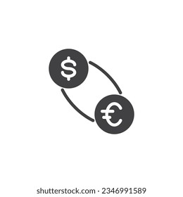 Dollar and euro exchange vector icon. filled flat sign for mobile concept and web design. Currency exchange glyph icon. Symbol, logo illustration. Vector graphics