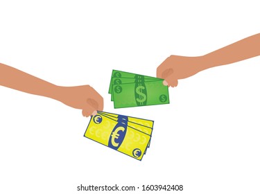 Dollar and euro exchange. vector illustration